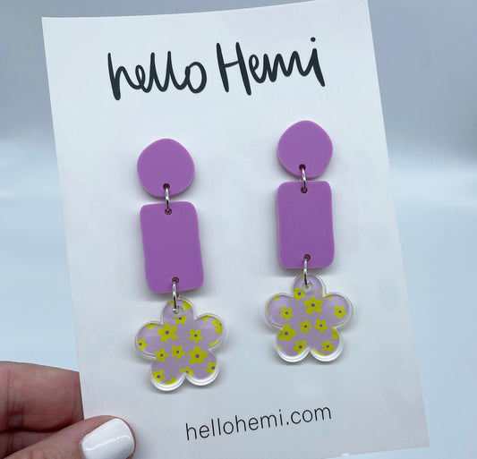 S A L E | F l o w e r D r o p s | Matte Purple + Yellow