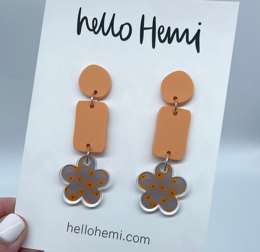 S A L E | F l o w e r D r o p s | Matte Peach + Purple