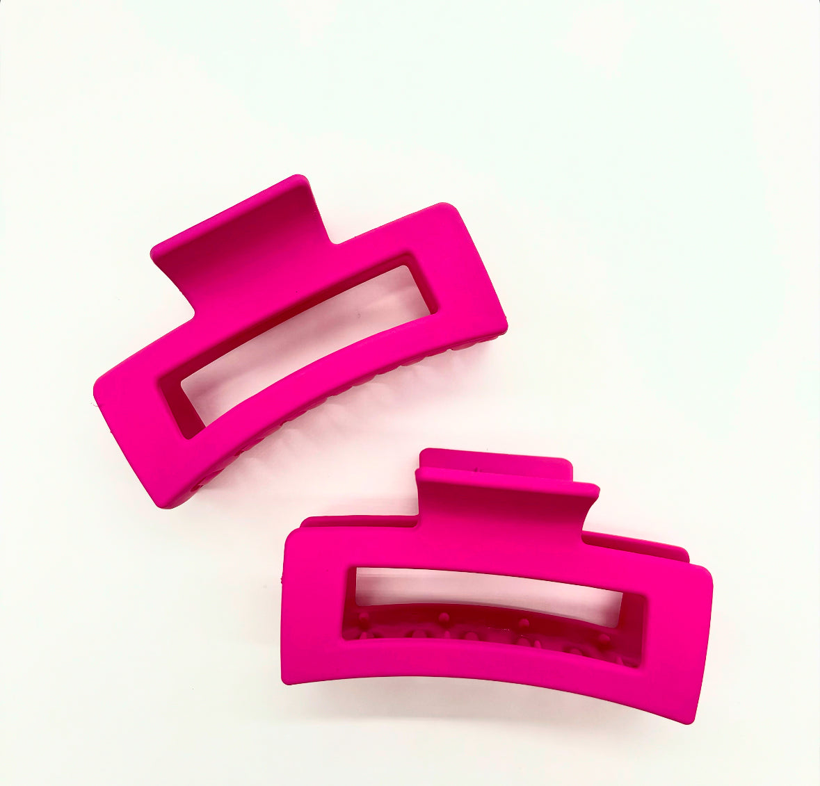 H a i r C l i p | Rectangle Hot Pink